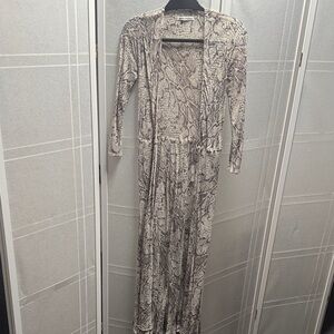 Reformation Animal Print Long Sleeve Wrap Maxi Dress